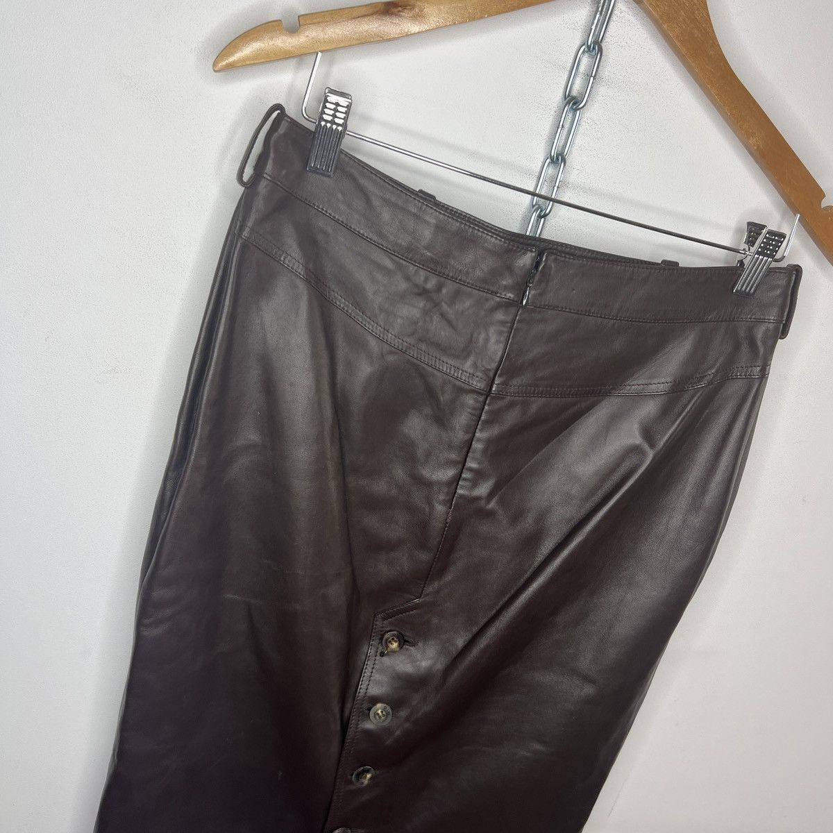 Dior Vintage 90s Christian Dior Leather Mini Skirt Old Money Size 27" / US 4 / IT 40 - 6 Thumbnail