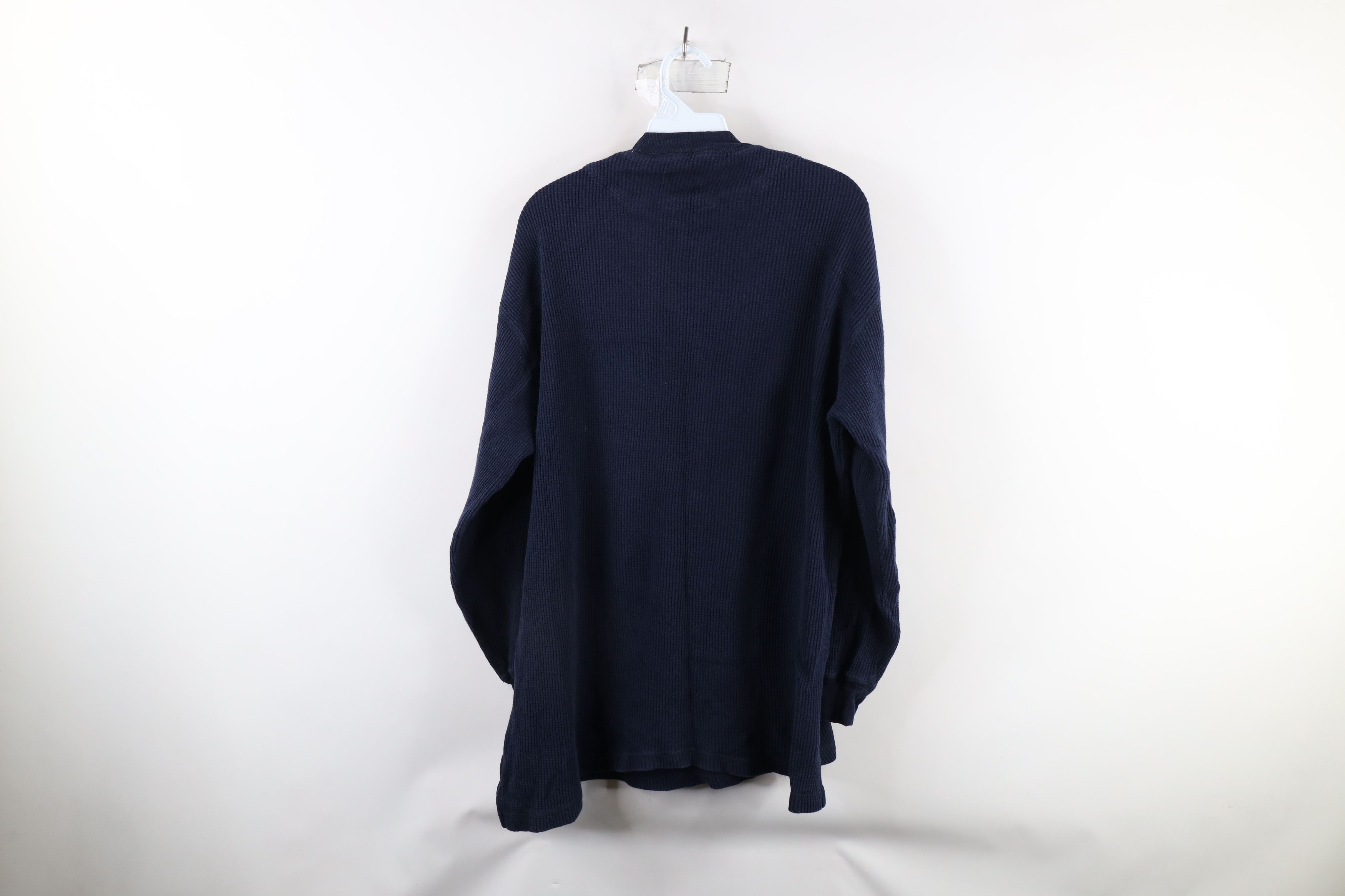 Vintage Vintage 90s Streetwear Waffle Knit Henley T-Shirt Blue Size US M / EU 48-50 / 2 - 6 Thumbnail
