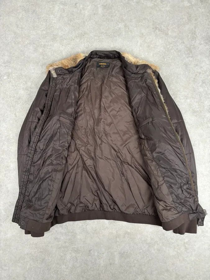 Diesel 2000s Diesel Fur Studded Shoulders Brown Puffer Jacket Size US M / EU 48-50 / 2 - 7 Thumbnail