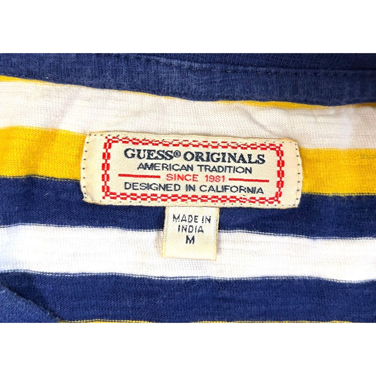 Guess VINTAGE Guess Originals T-Shirt Striped Embroidered Sz M Mens Size US M / EU 48-50 / 2 - 4 Thumbnail