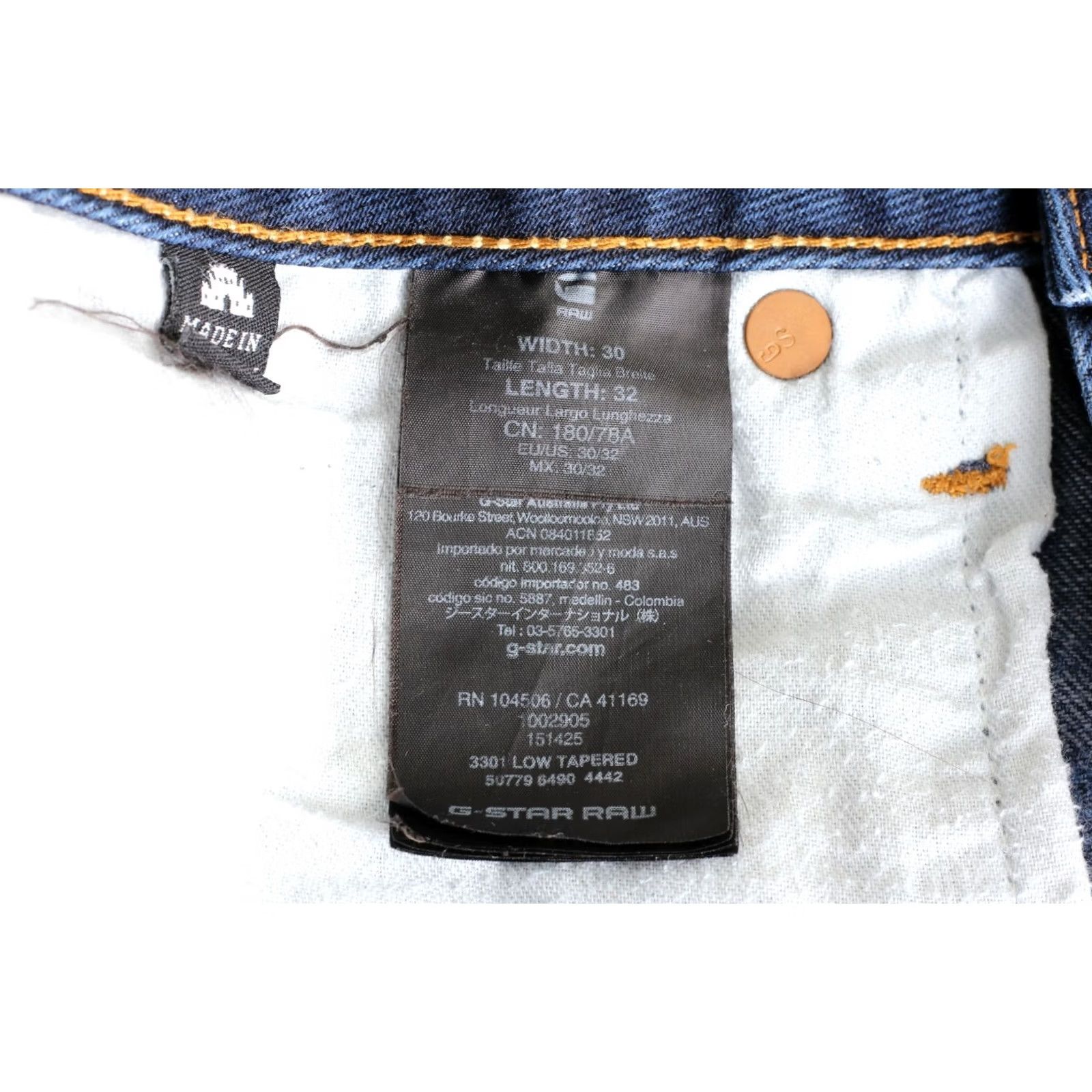 G-Star G-Star 3301 LOW TAPERED Jeans Men Size W30 L32 DZ1415 Denim Blue Slim Pockets 30x32 Regular Size US 30 / EU 46 - 7 Thumbnail