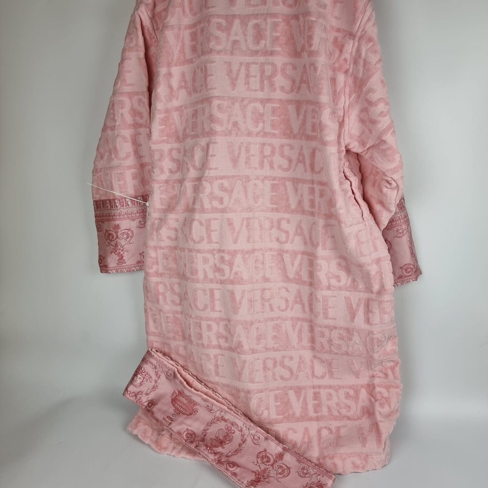 VERSACE Baroque And Greca Light Pink Long Unisex Bathrobe Ne