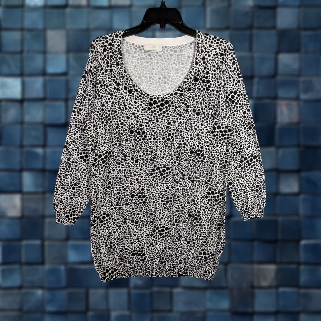 Marks & Spencer Marks & Spencer Women’s Black White Printed 3/4 Sleeve Sweater Sz US 14 UK18 Plus Size Multicolor Animal Print Knitted Pullover Womens Size XL / US 12-14 / IT 48-50 - 1 Thumbnail