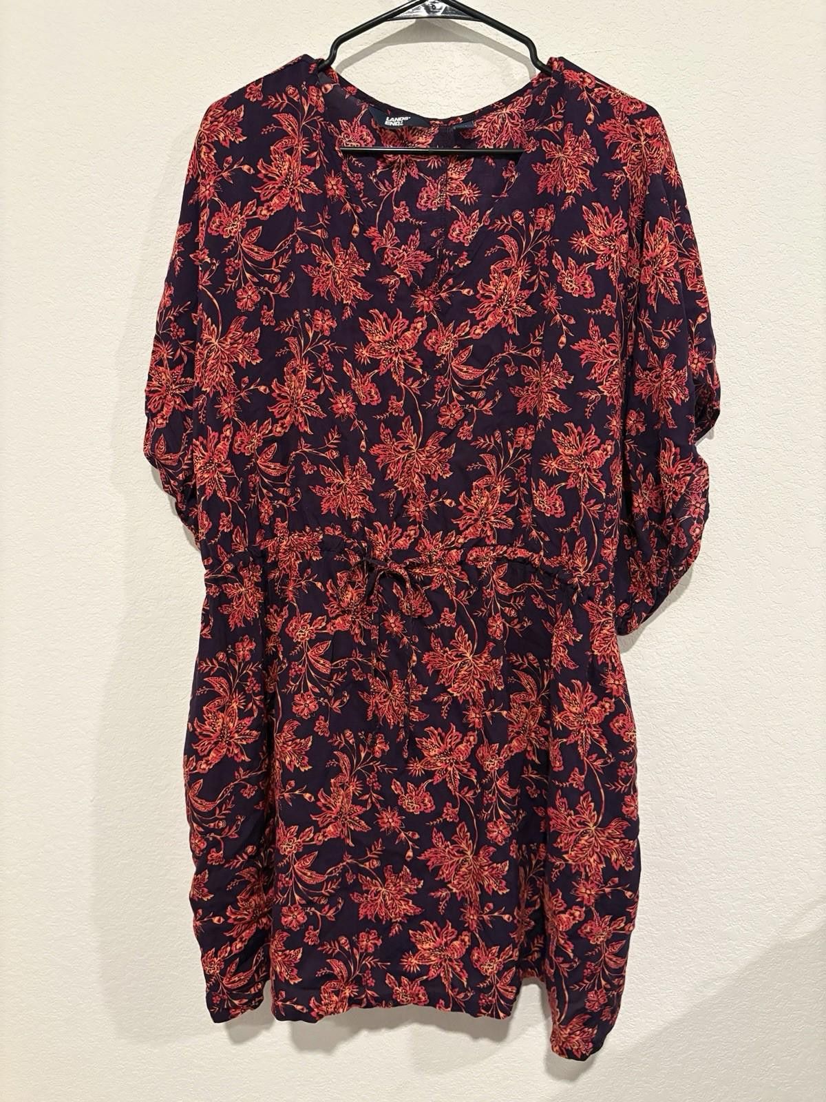 Lands' End Lands’ End Purple Red Floral Modal Mini Dress Size M-L Size M / US 6-8 / IT 42-44 - 3 Thumbnail