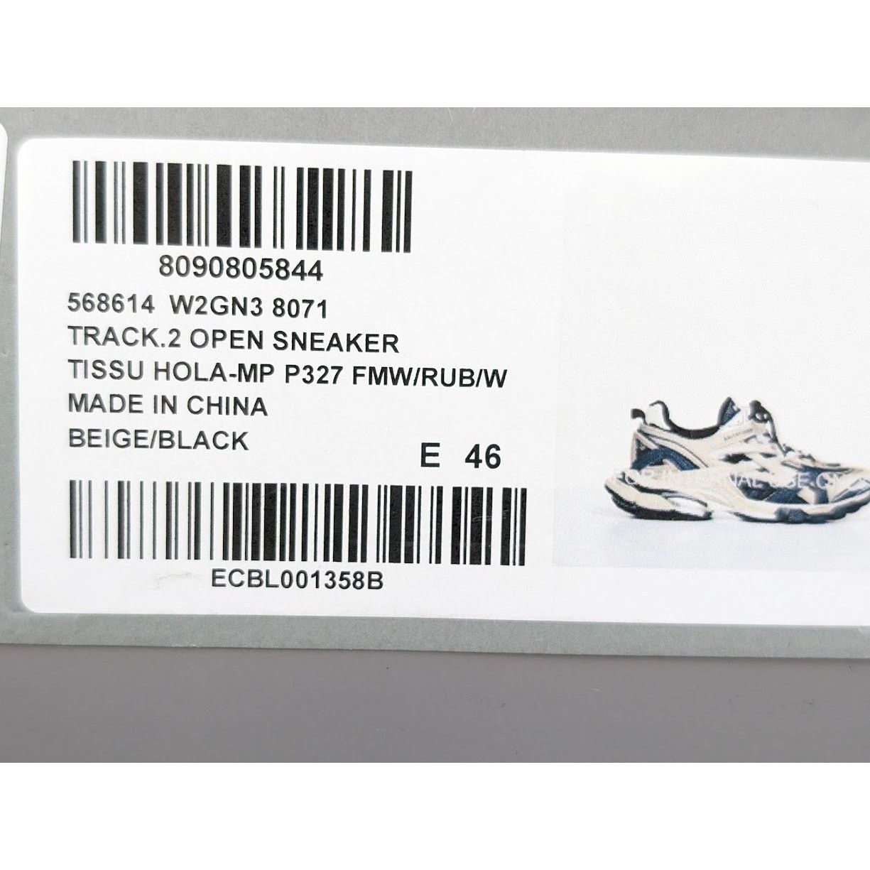 Balenciaga o1rshd1 Rubber Track.2 Open Low-Top Sneakers in Beige/Black Size US 13 / EU 46 - 24 Thumbnail