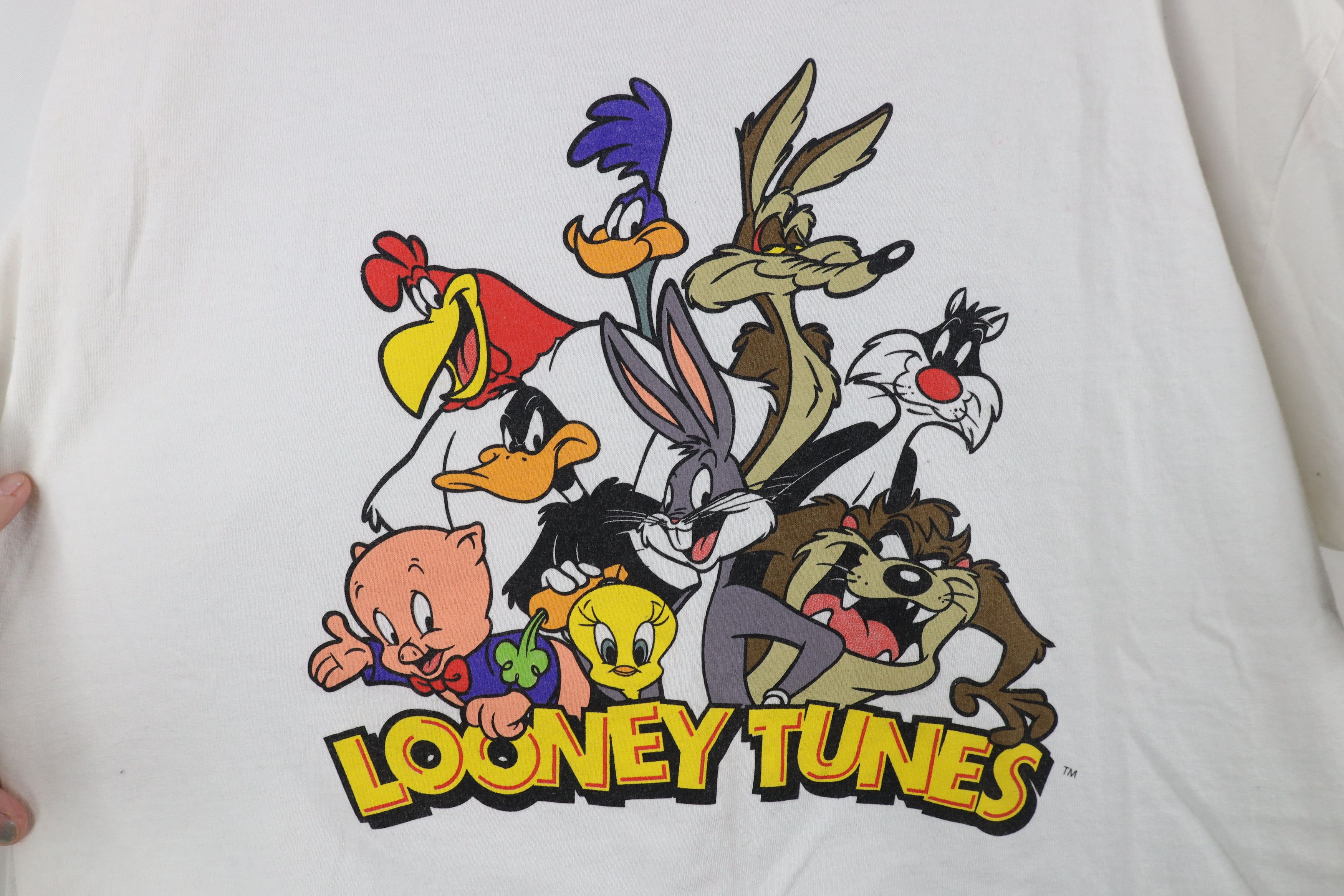 Vintage Vintage 90s Looney Tunes Out Short Sleeve T-Shirt White Size US XL / EU 56 / 4 - 4 Thumbnail