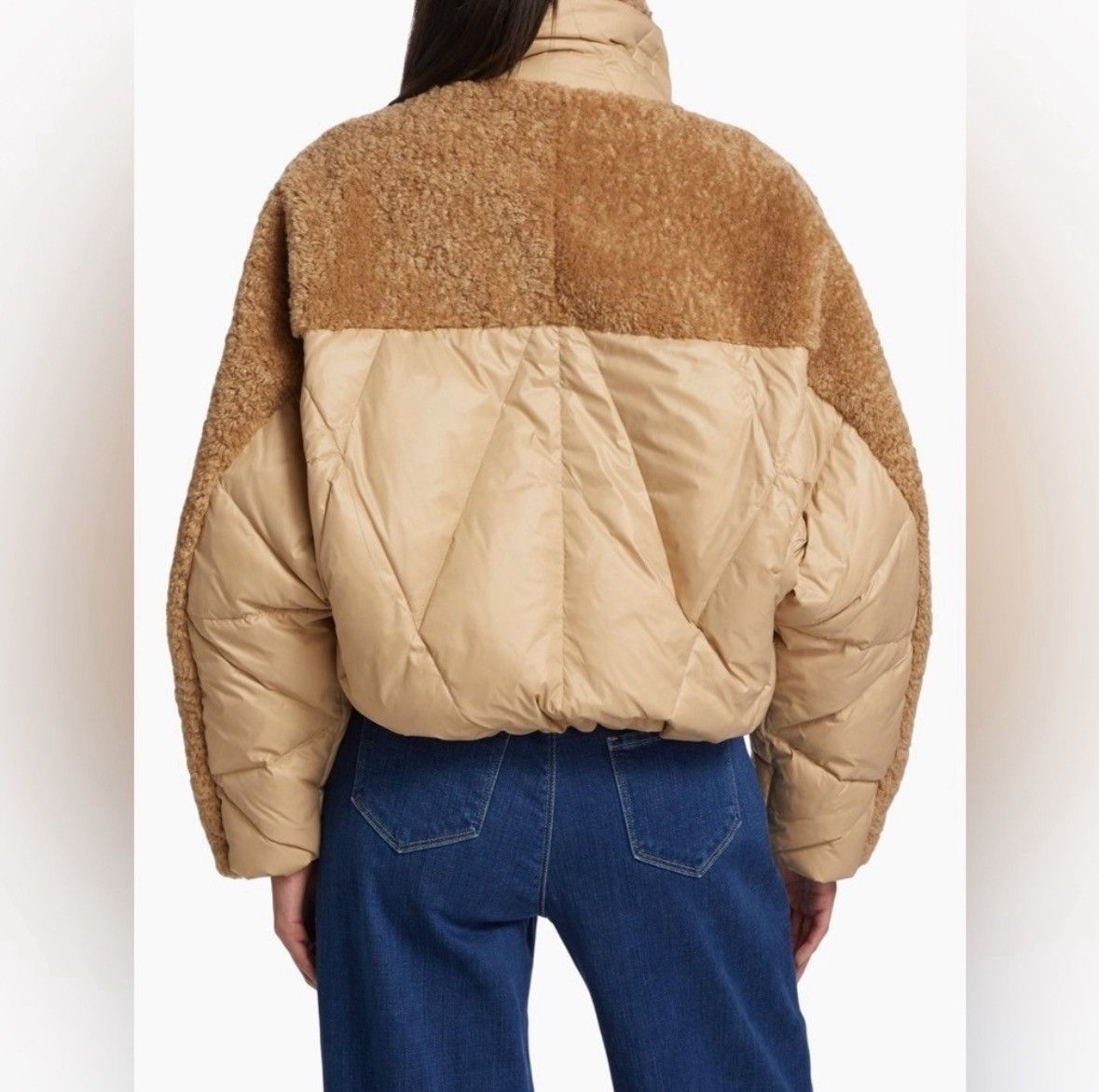 LAMARQUE LAMARQUE Sharon Mix Media Down Puffer Jacket in Caramel/ LRG Size L / US 10 / IT 46 - 3 Thumbnail