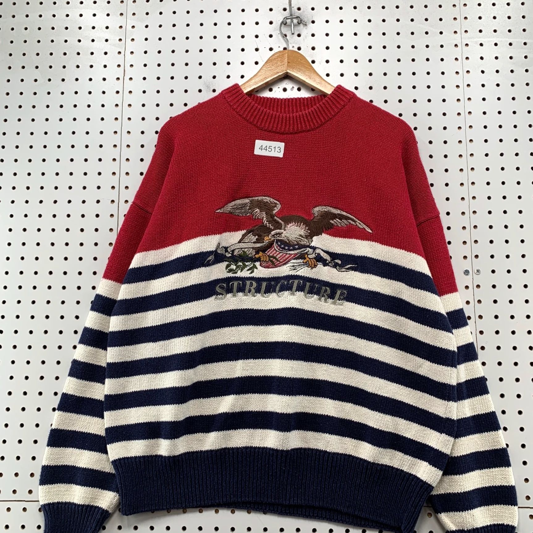 Vintage VINTAGE Structure Sweater Mens XL Eagle USA Flag Red Striped Knit Pullover Shirt Pullover Mens XL Red Eagle USA Flag Striped Knit Pullover Size US XL / EU 56 / 4 - 2 Thumbnail