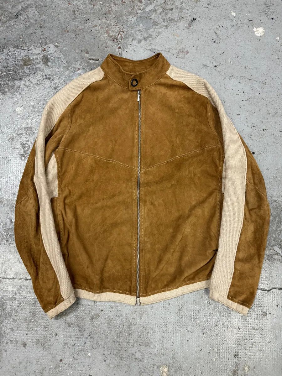Versace Versace Hybrown Camel Leather & Cotton Zip-up Biker Jacket Size US M / EU 48-50 / 2 - 1 Thumbnail