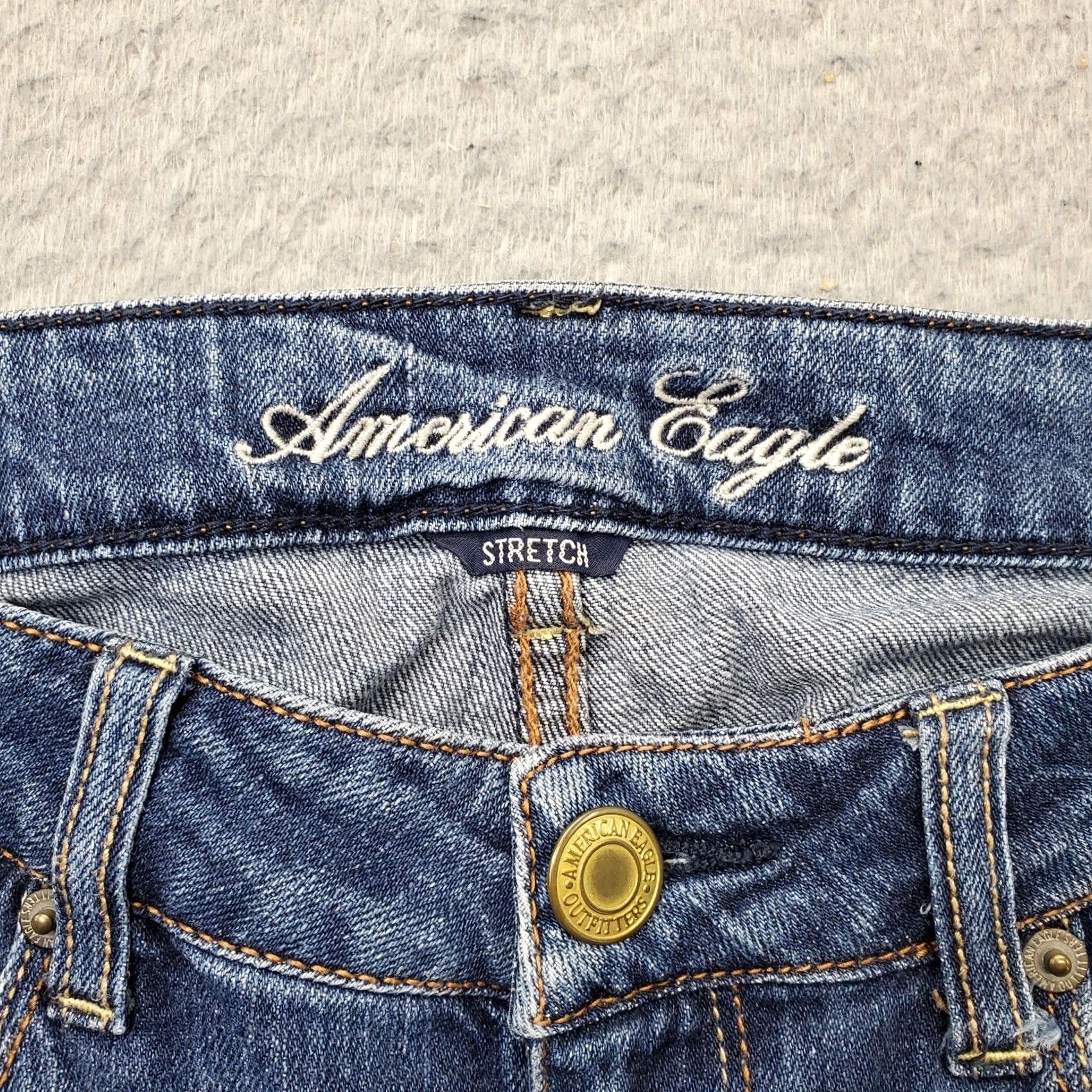American Eagle Outfitters American Eagle Outfitters Skinny Jeans Womens 6 Blue Denim Stretch Whiskered Size 28" / US 6 / IT 42 - 7 Thumbnail