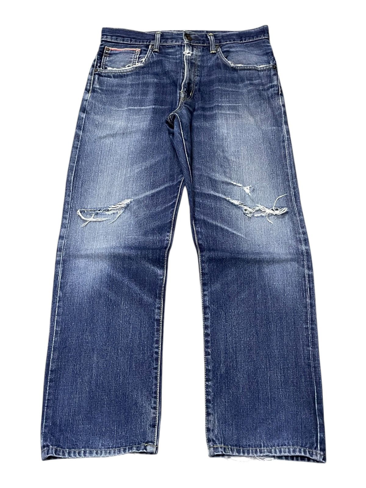 Edwin Rare Edwin 505 Z Selvedge Buckle Back Baggy Loose Jeans Size US 34 / EU 50 - 2 Thumbnail