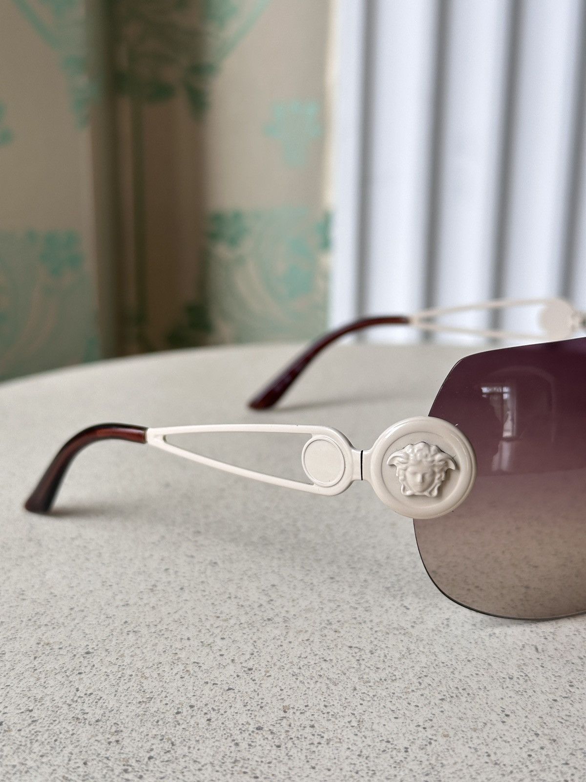 Versace VERSACE Shield Mask Beige Brown Medusa Sunglasses Mod. 2038 Size ONE SIZE - 4 Thumbnail