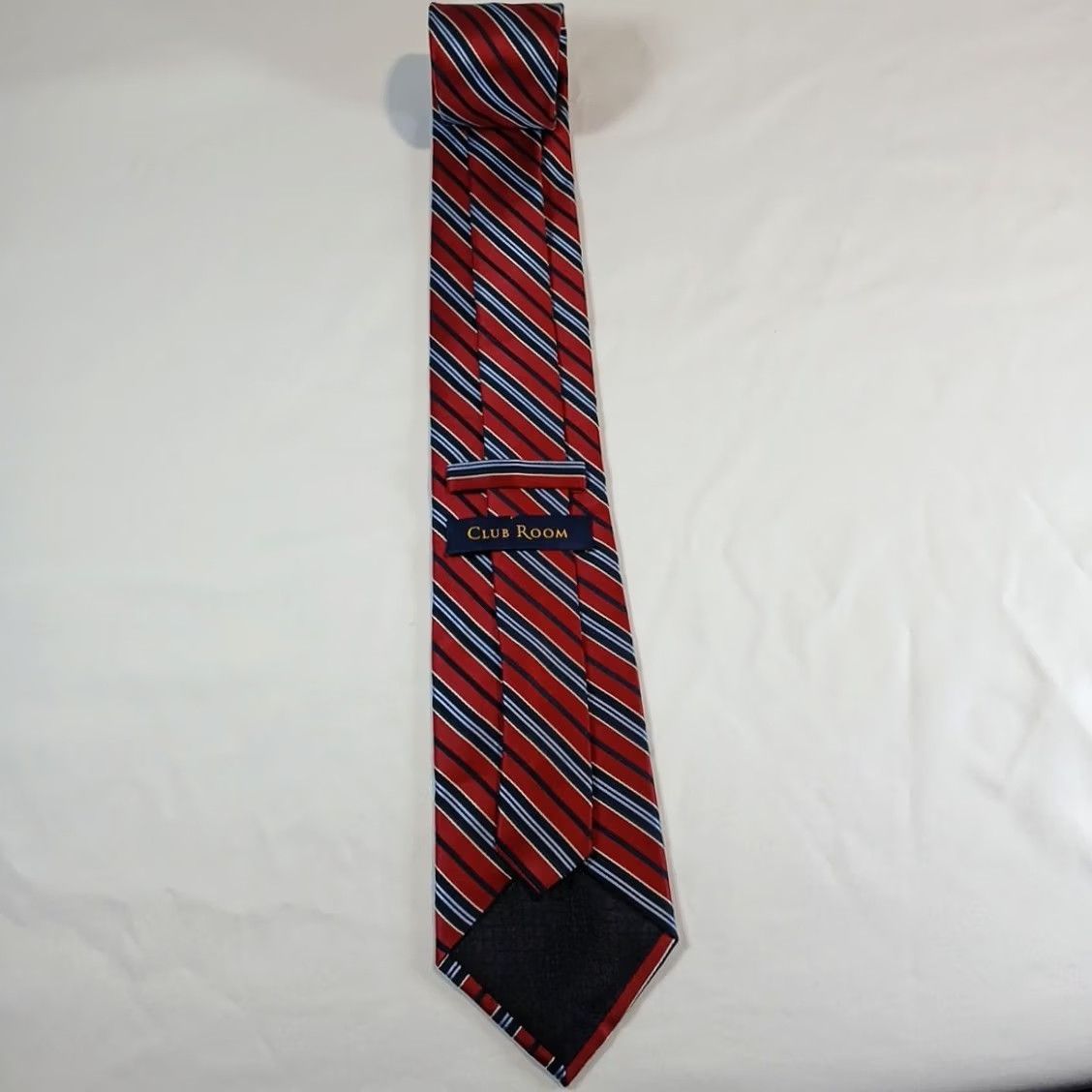 Club Room Club Room Tie Red Silk Necktie Striped Navy Light Blue 58" x 3.5" Mens Silk Tie Size ONE SIZE - 3 Thumbnail