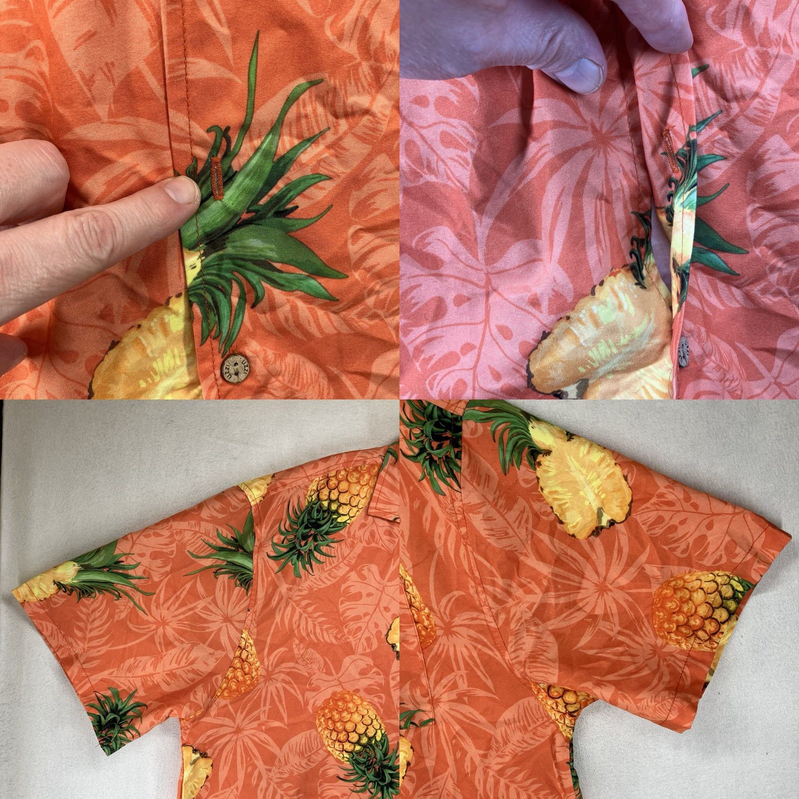FUZZI VINTAGE Uzzi Mens Hawaiian Pineapple Shirt M Regular Button-Up Short Sleeve Floral Orange Beach Retro Tropical Island 46 in Mens Size US M / EU 48-50 / 2 - 8 Thumbnail