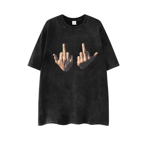 VIBE Street Hip Hop Middle Finger Print Short Sleeve T-Shirt Size US L / EU 52-54 / 3 - 7 Thumbnail