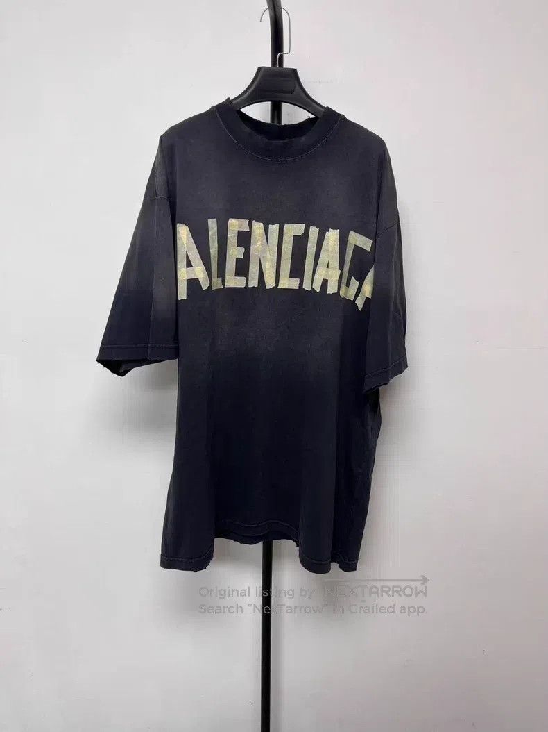 Balenciaga Balenciaga Tape Letter Logo Printed Jersey Knit Round Neck Size US L / EU 52-54 / 3 - 1 Thumbnail