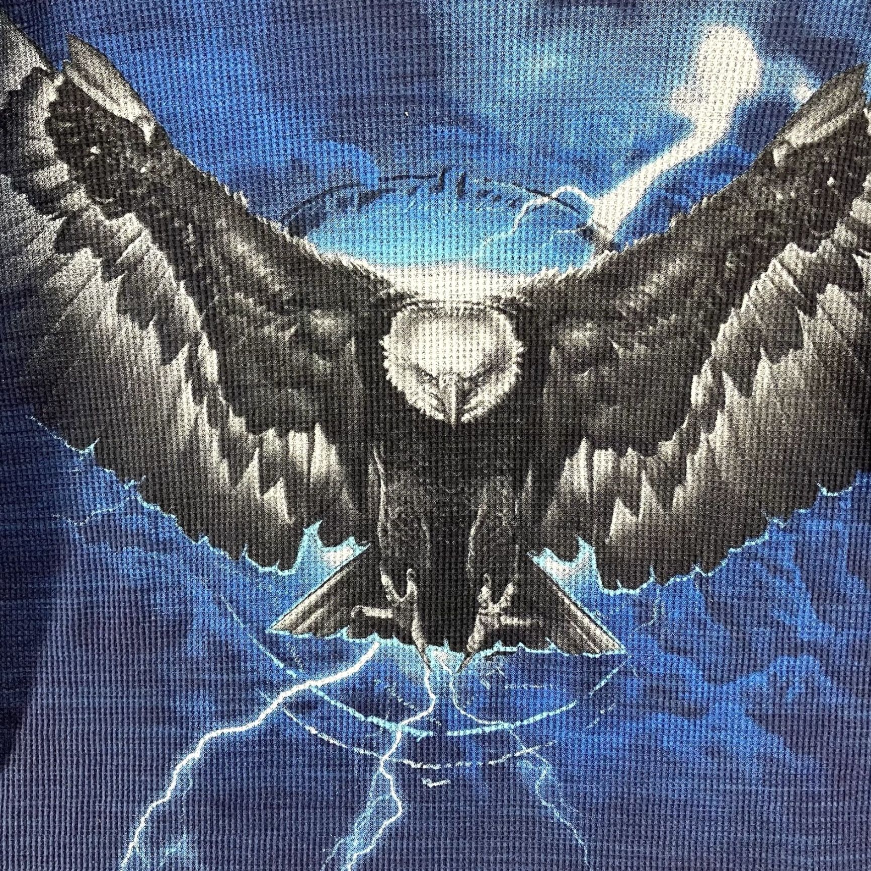 Faded Glory 90s Retro Faded Glory Thunder Bald Eagle Lightning Graphic Thermal Shirt Mens Medium Blue Size US M / EU 48-50 / 2 - 3 Thumbnail