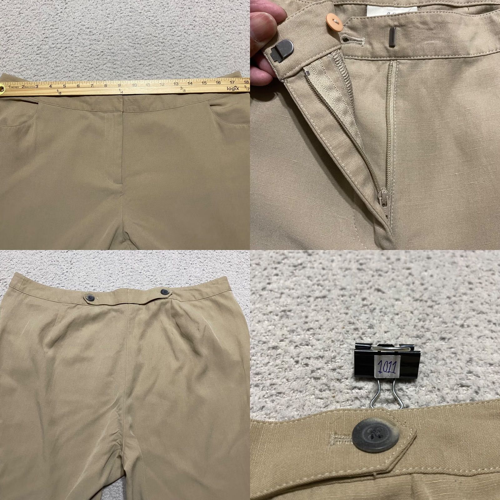 J. Jill J. Jill Womens Pants Beige High Rise Bootcut 14 Regular Inseam 31 Linen Lyocell Denim Chino Style Vintage No Size 24" / US 00 / IT 34 - 8 Thumbnail