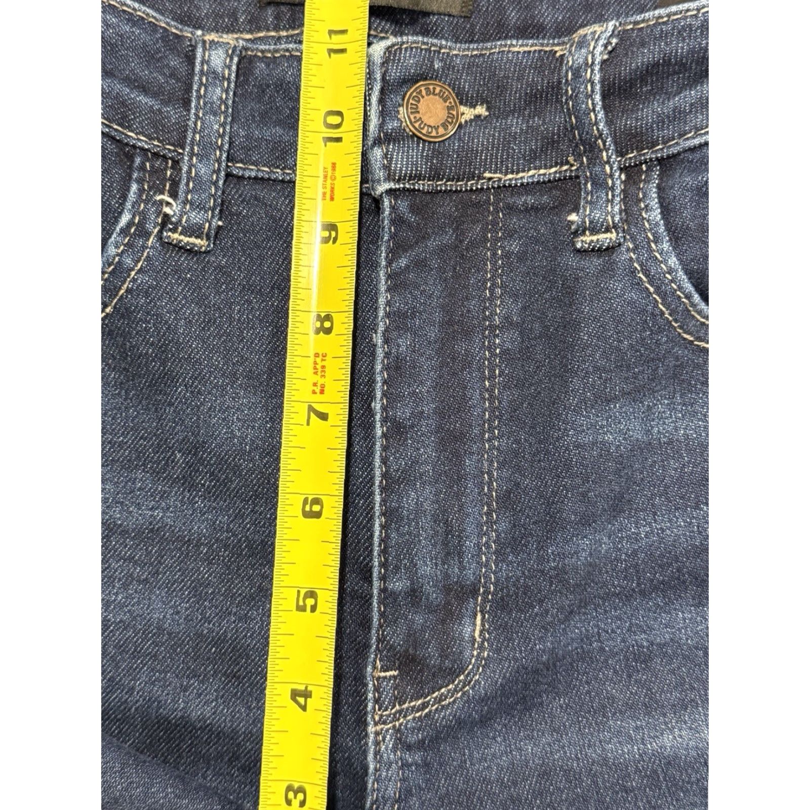 Vintage Judy Blue Jeans Womens Cropped Straight High Rise Stretch Raw Hem 5/27 Blue Denim Button Zip 27 in Waist 25 in Inseam 5-Pocket Size 27" / US 4 / IT 40 - 3 Thumbnail