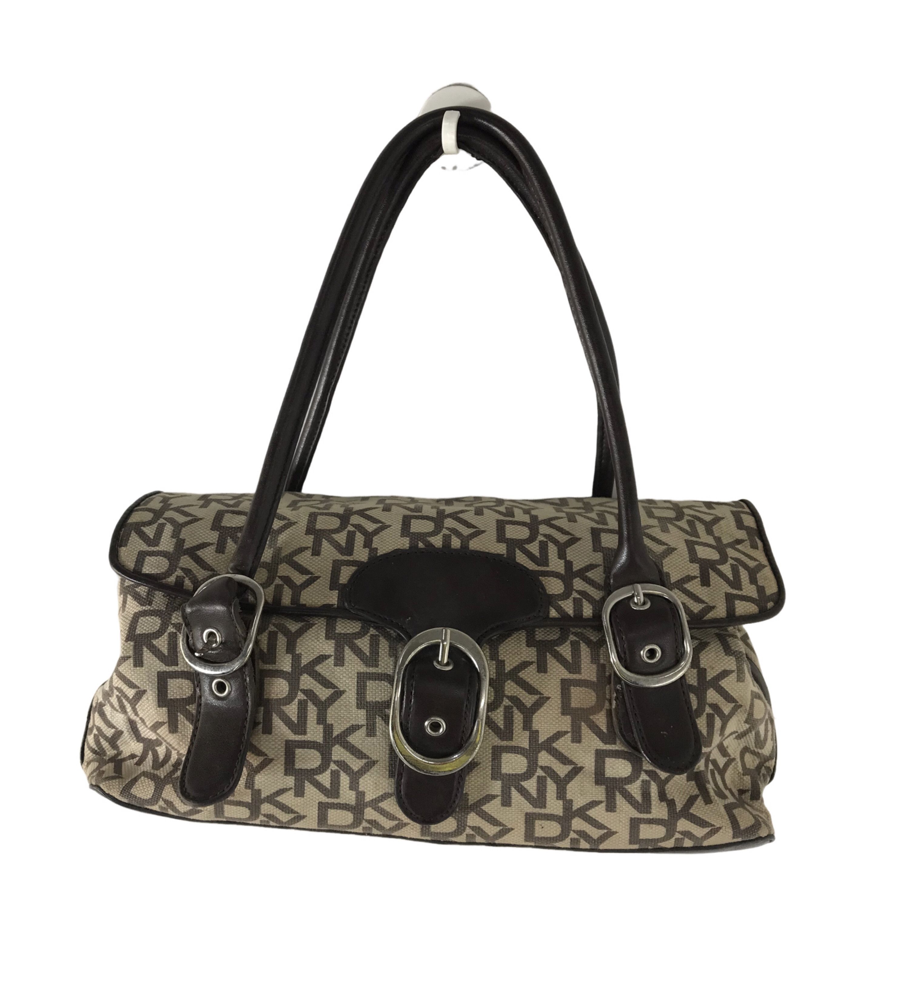 DKNY 90s DKNY Chocolate Brown Taupe Jacquard Hand Bag Size ONE SIZE - 1 Thumbnail