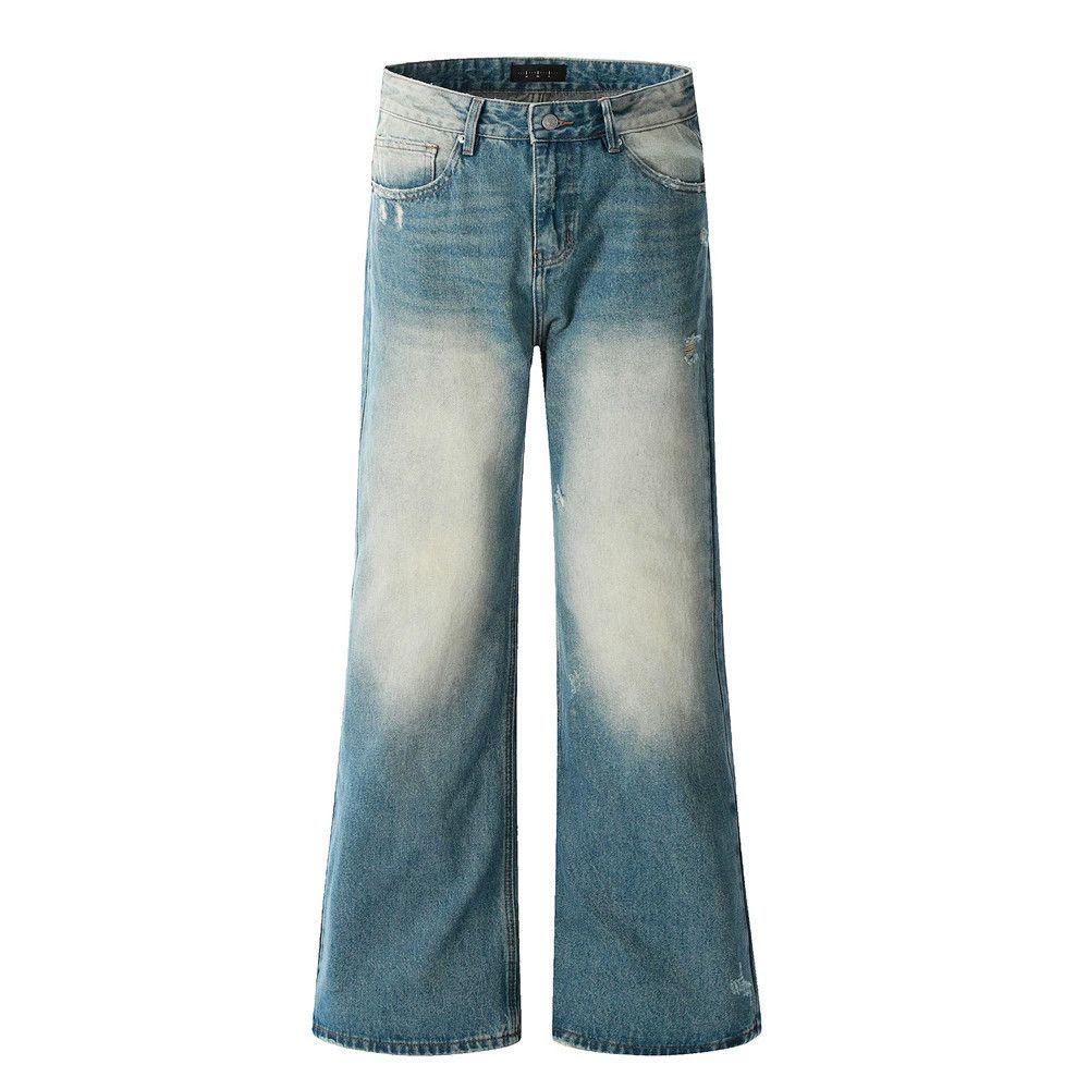 Jean Men's distressed loose flared punk washed jeans Size US 32 / EU 48 - 1 Thumbnail