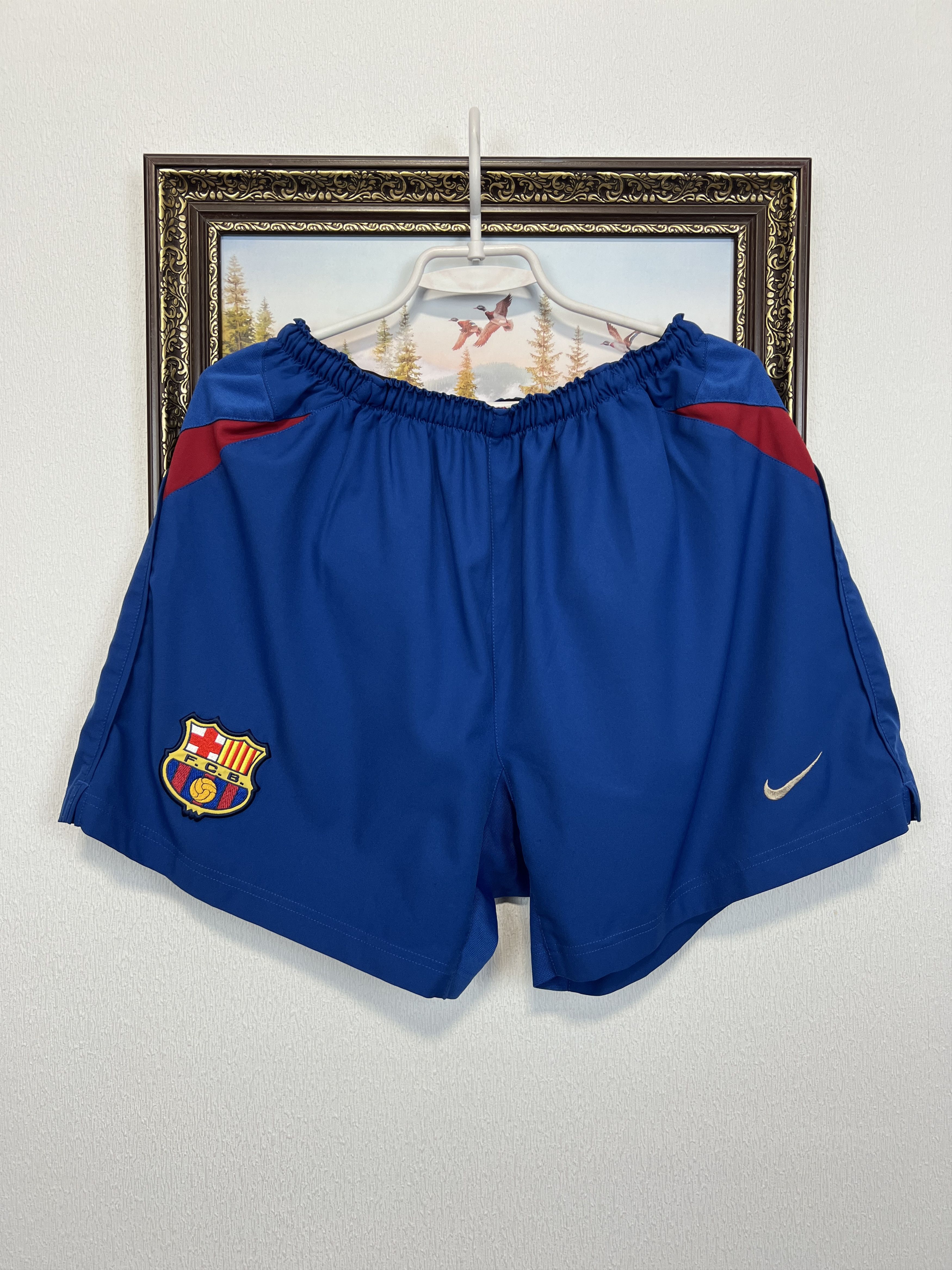 Nike Vintage Barcelona Football Shorts Soccer Track Rare Hype Size US 34 / EU 50 - 1 Thumbnail