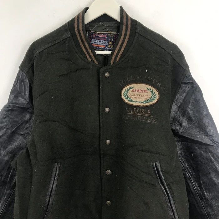 Vintage SY0033 VTG MACHOPE LEATHER SLEEVE VARSITY JACKET Size US L / EU 52-54 / 3 - 3 Thumbnail
