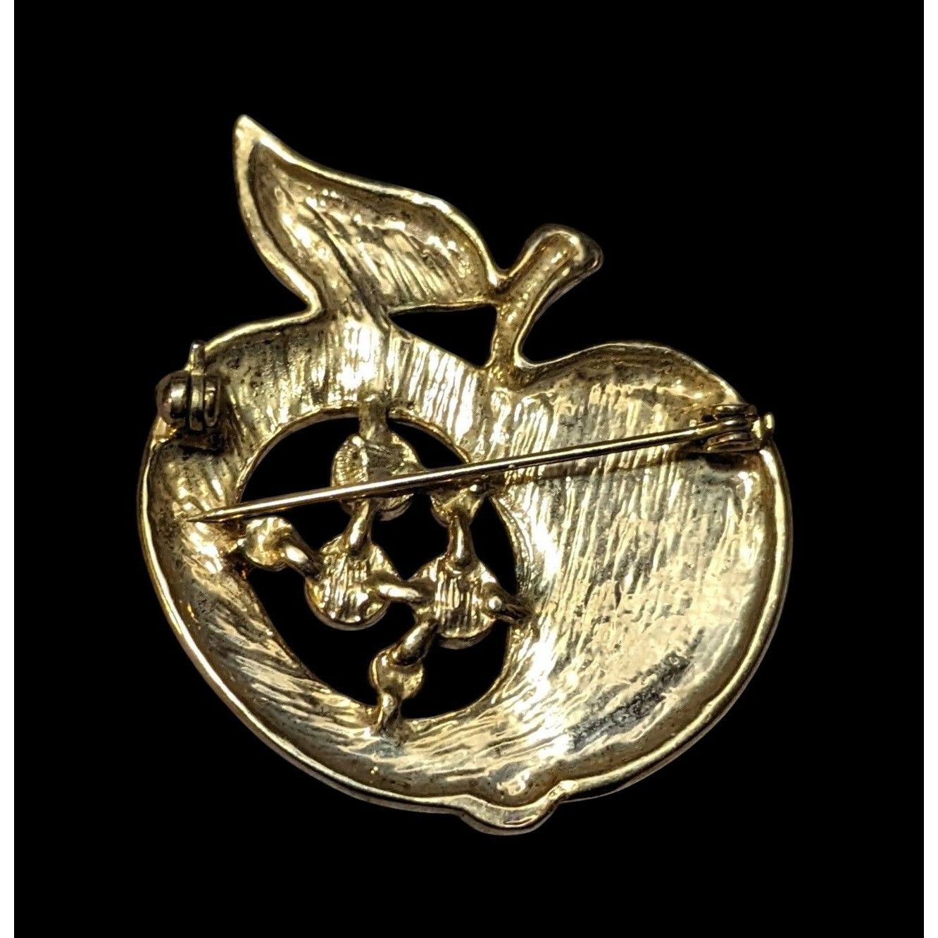 Other Vintage Gold Tone Apple Rhinestone Accented Brooch Size ONE SIZE - 2 Thumbnail