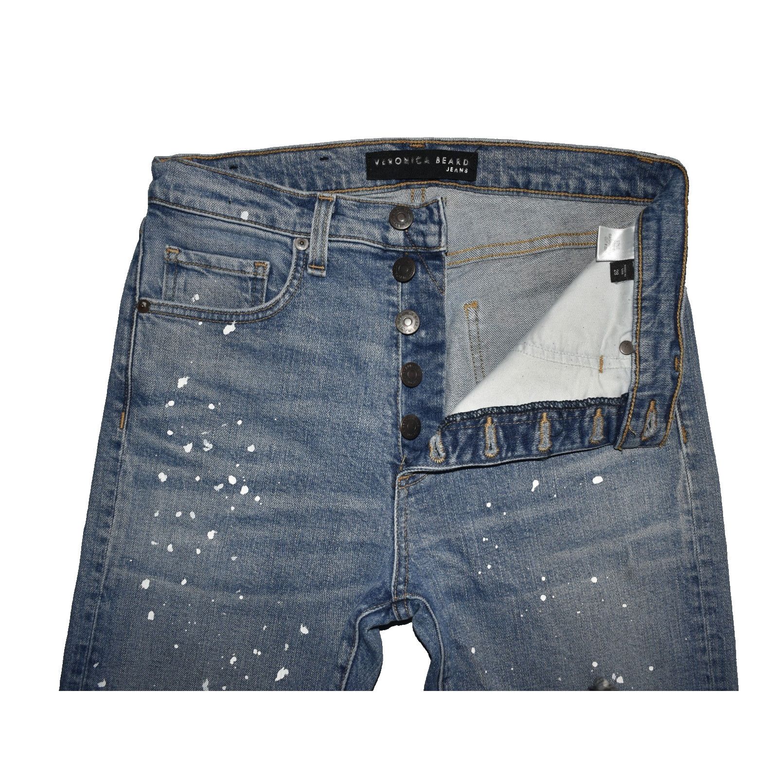 Veronica Beard A8 VERONICA BEARD Cropped Girlfriend Paint Splatter Jeans Size 28" / US 6 / IT 42 - 4 Thumbnail