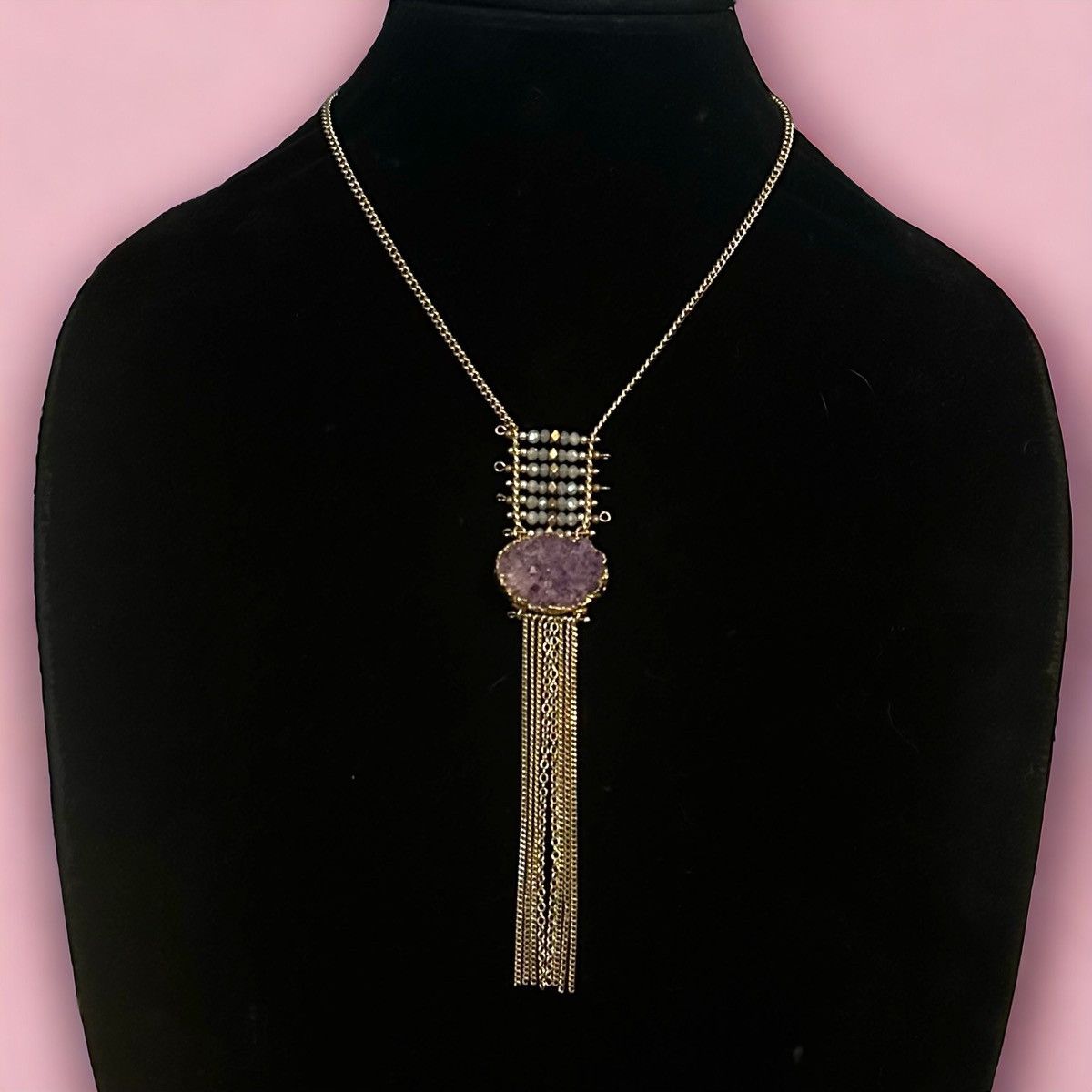 Other Nakamol druzy Amethyst chain tassel necklace Size ONE SIZE - 1 Thumbnail