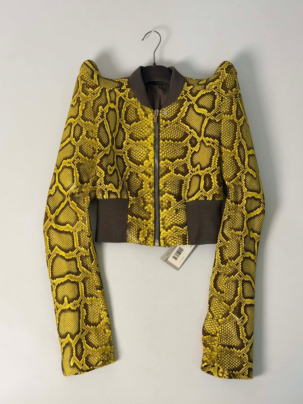 Rick Owens SS23 Rick Owens Python Leather Bomber Jacket in Lemon Yellow Size S / US 4 / IT 40 - 2 Thumbnail