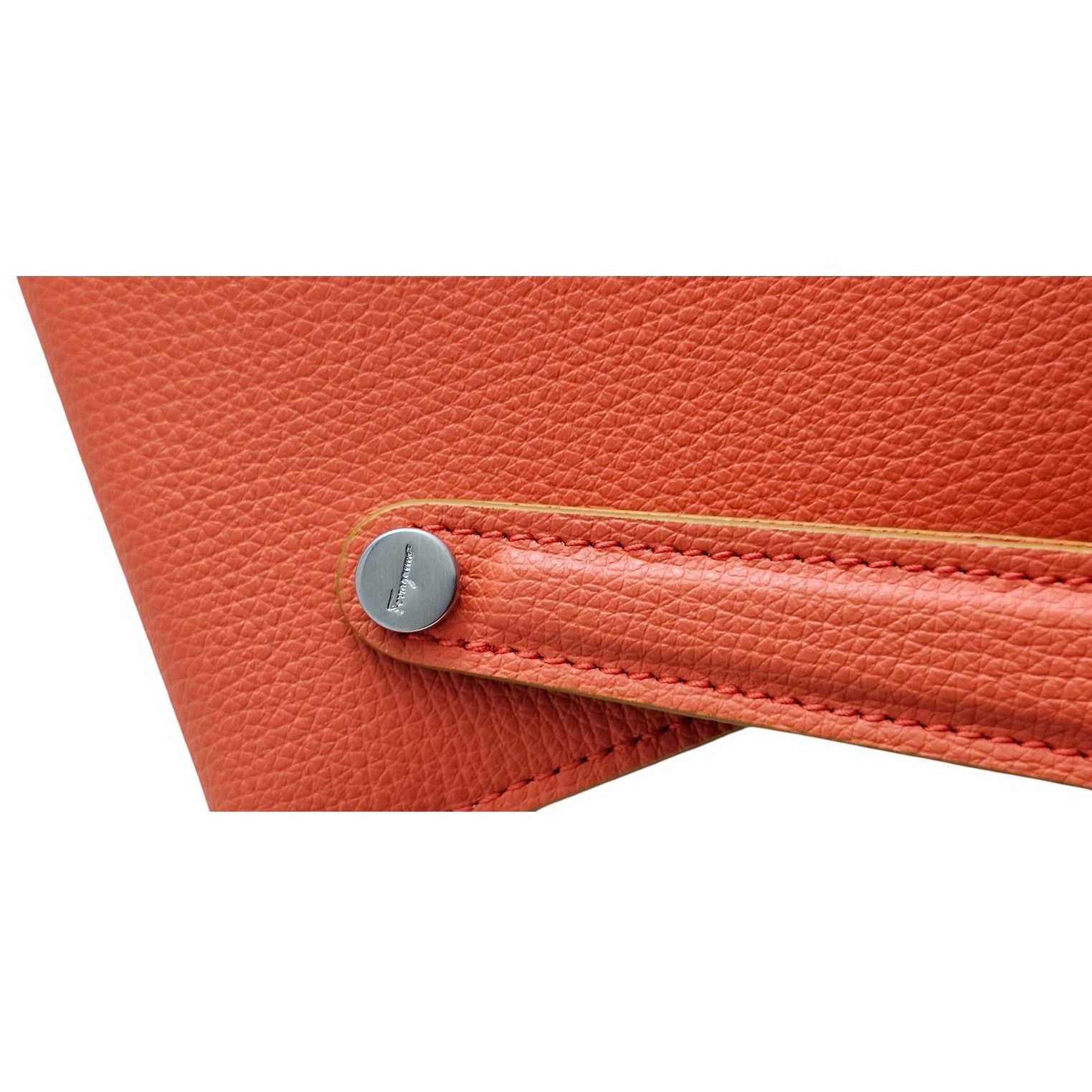Salvatore Ferragamo Salvatore Ferragamo Orange Pebbled Leather Clutch Bag Size ONE SIZE - 9 Thumbnail
