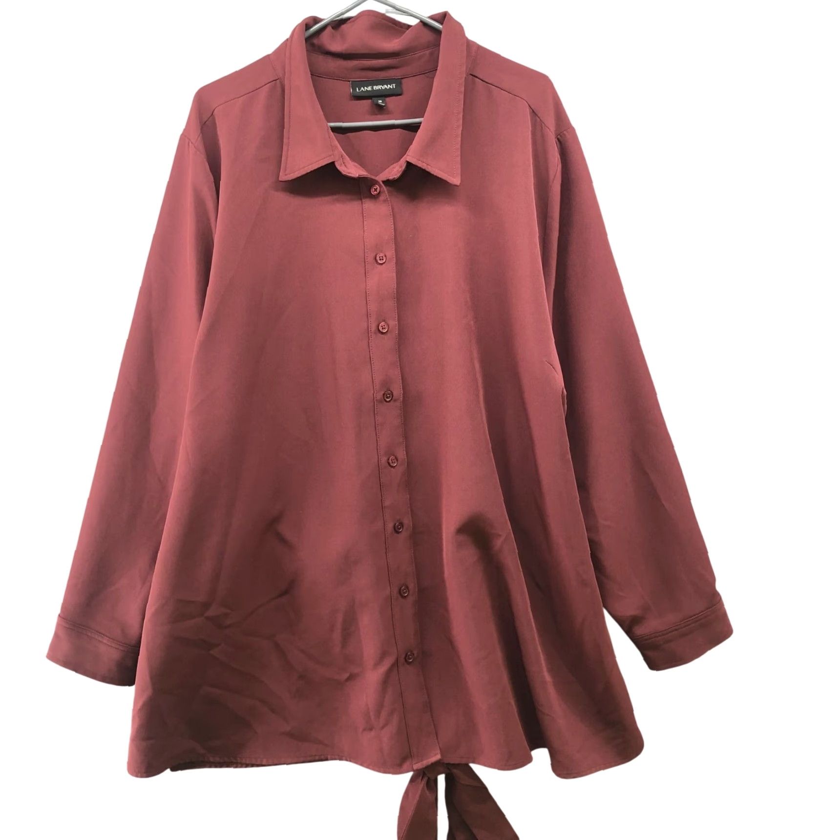 Vintage VINTAGE Lane Bryant Relaxed Shirt Jacket Shacket Womens Plus Size 26 Wine 4X Tie Waist Size 4XL / US 24-26 - 2 Thumbnail
