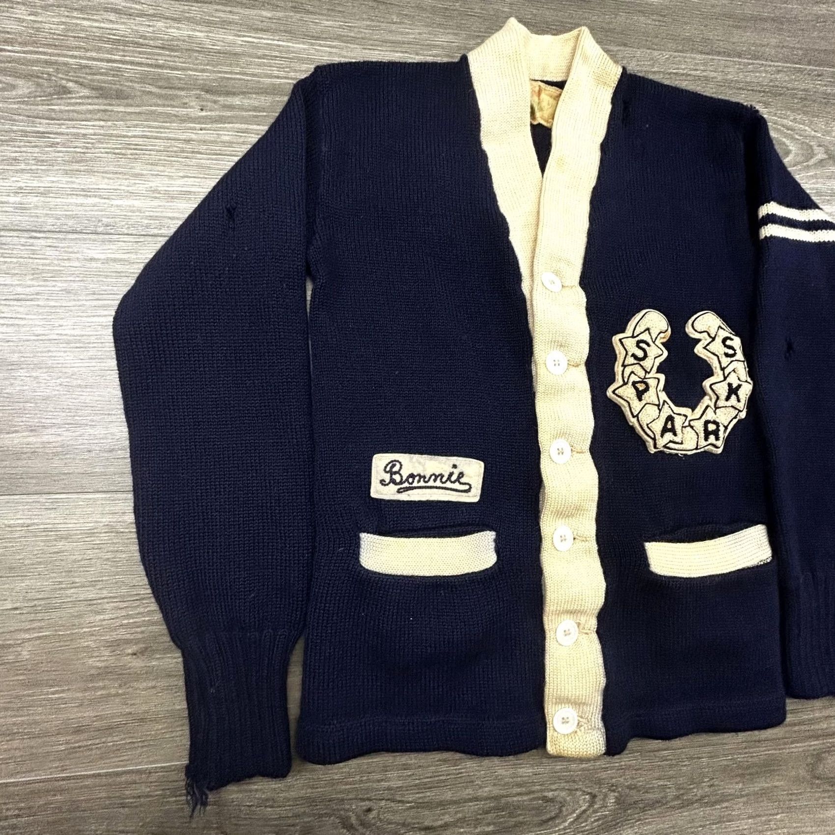 McGregor VINTAGE MacGregor Cardigan Sweater Womens S Navy Blue Wool Size S / US 4 / IT 40 - 3 Thumbnail