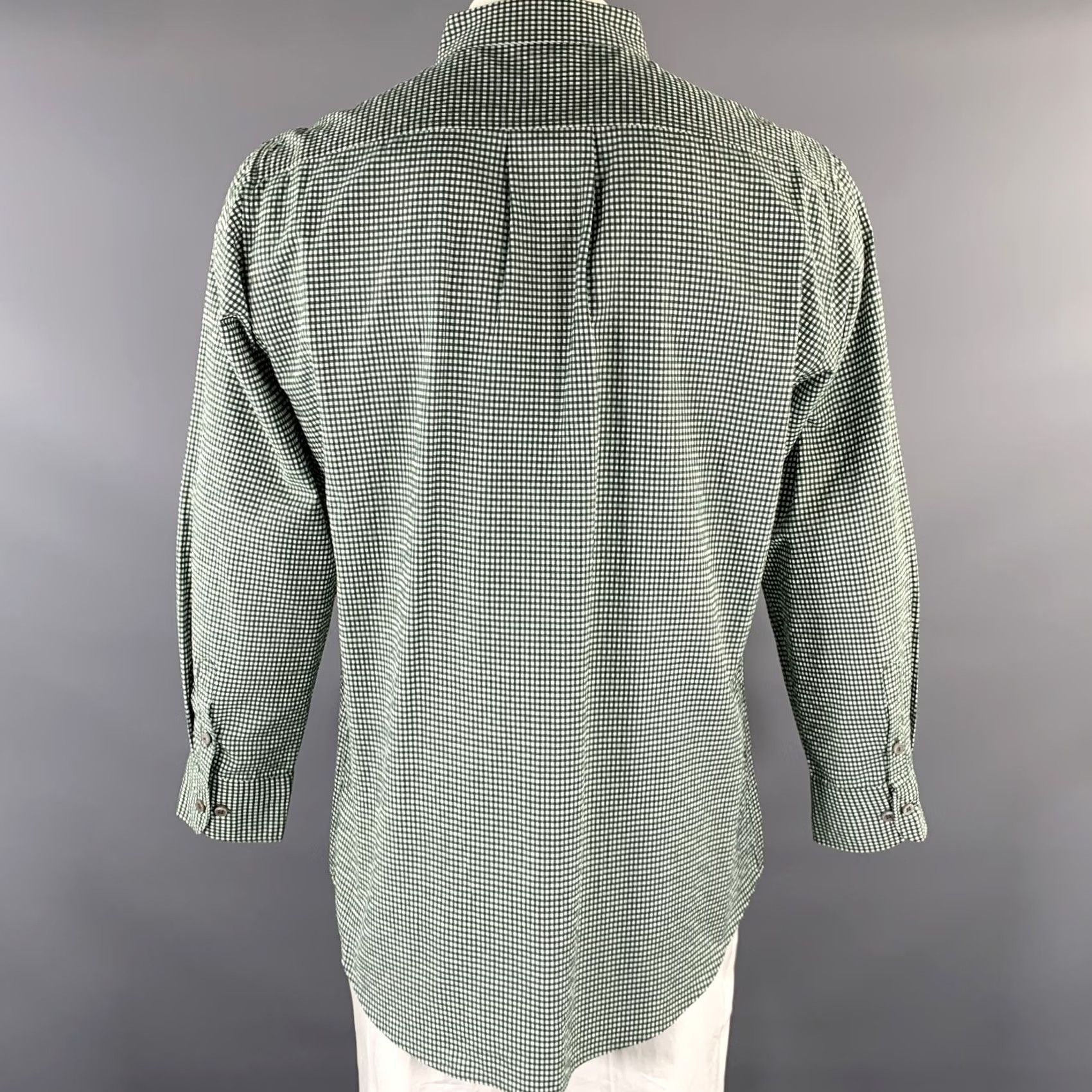 Bottega Veneta BOTTEGA VENETA Long Sleeve Shirt XL Green White Gingham Cotton Men Button-Up Size US XL / EU 56 / 4 - 4 Thumbnail