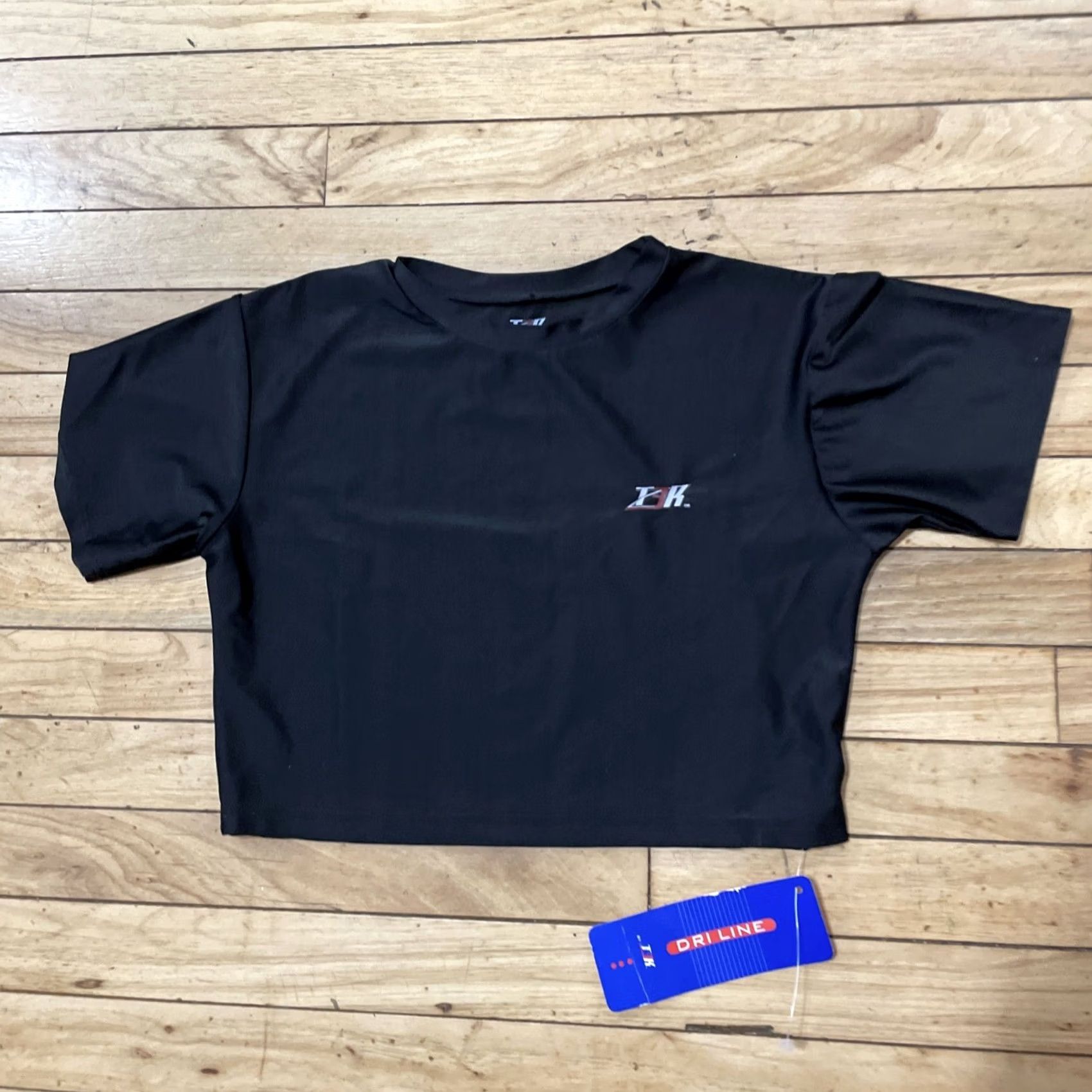 Vintage T3K Crop Active Shirt Womens Small Black Performance Y2k Deadstock New (L fit S) Size S / US 4 / IT 40 - 2 Thumbnail