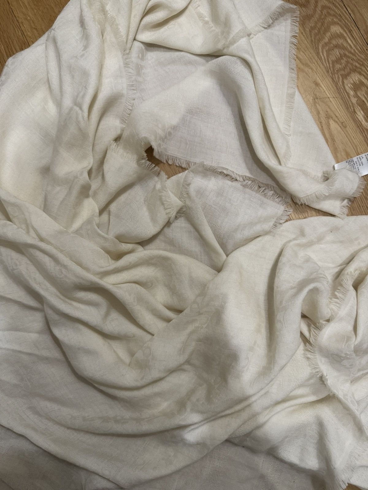 Dior White Oblique Monogram Dior Scarf Cashmere Size ONE SIZE - 6 Thumbnail