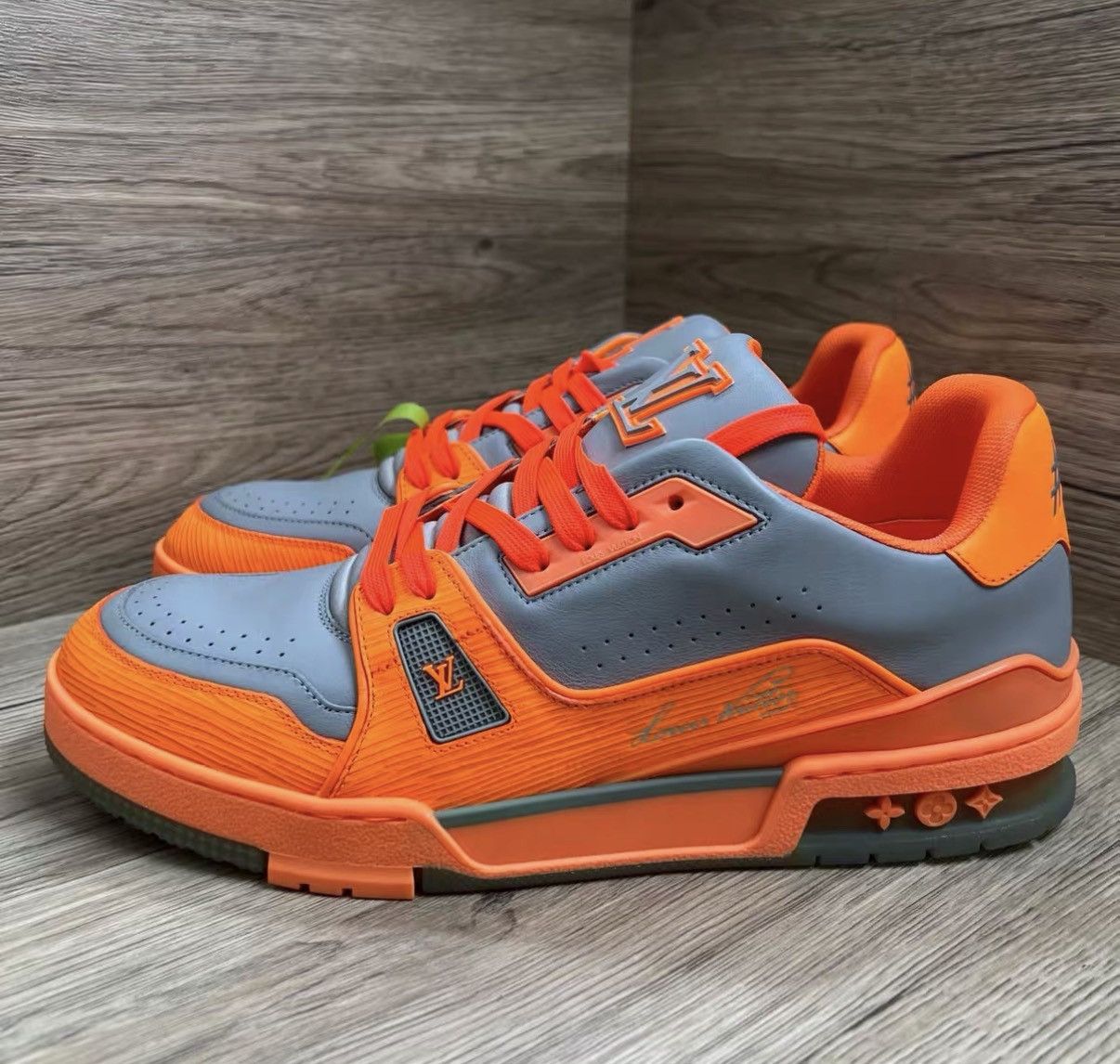Louis Vuitton Louis Vuitton Trainer Grey & Orange Sneakers J41 Size US 8.5 / EU 41-42 - 1 Thumbnail