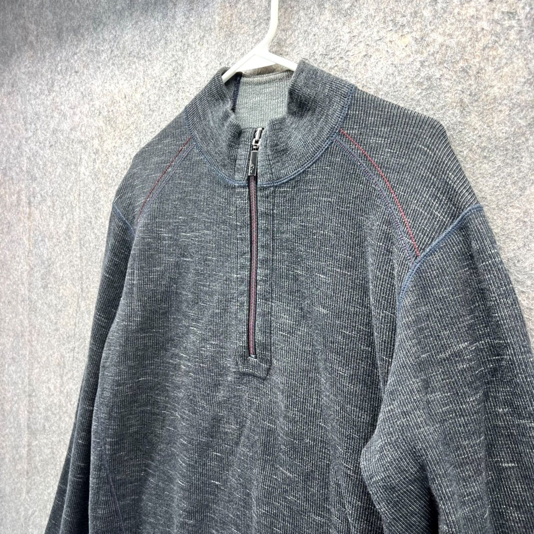 Tommy Bahama VINTAGE Tommy Bahama Sweater Mens XL Grey Pullover 1/4 Zip Reversible Fleece Jacket Polo Style Size US XL / EU 56 / 4 - 5 Thumbnail