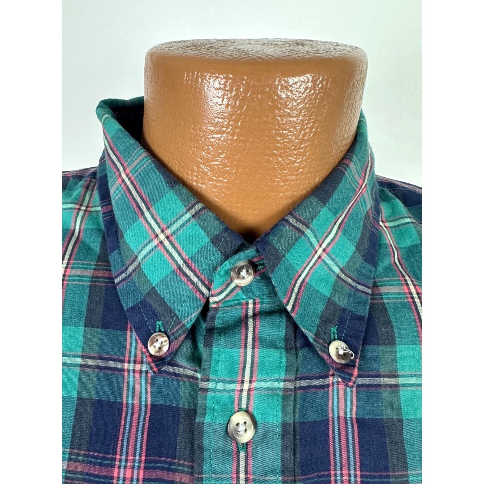 Eddie Bauer VINTAGE Eddie Bauer Marin Poplin Shirt Men XL Casual Plaid Button-Down Teal Green 90s Size US XL / EU 56 / 4 - 4 Thumbnail