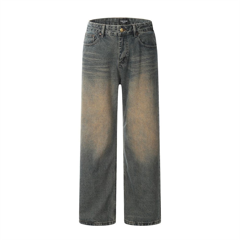 Japanese Brand × Jean Men's retro simple loose casual distressed washed jeans Size US 32 / EU 48 - 1 Thumbnail