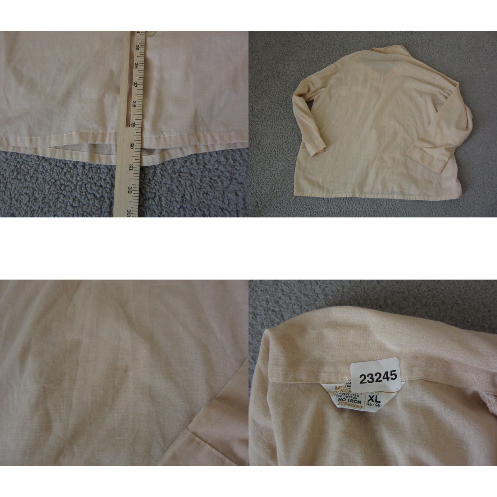 Vintage VINTAGE JC Penney Shirt Adult XL Ivory Cotton Button-Up 70s 90s Mens Pajama Pocketed Crew Collared Long Sleeve Size US XL / EU 56 / 4 - 8 Thumbnail