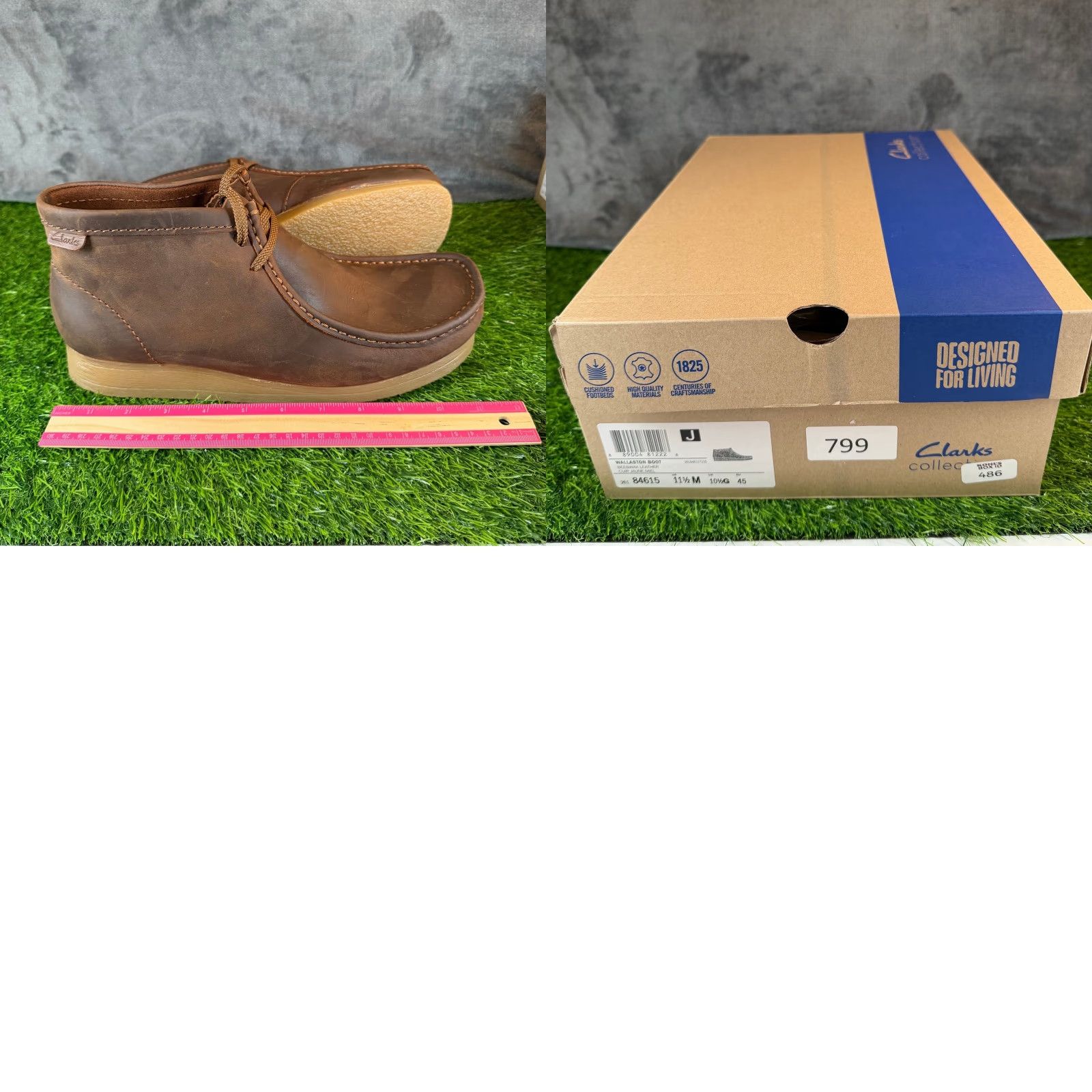 Clarks Wallaston Boot Mens size 11.5 M Beeswax Leather Chukka Moc Toe Brown Clarks Wallaston Boot Men main image 3