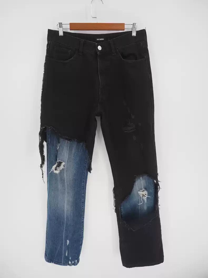 Raf Simons Raf Simons Blue-black stitching double-layer jeans Size US 29 - 3 Thumbnail