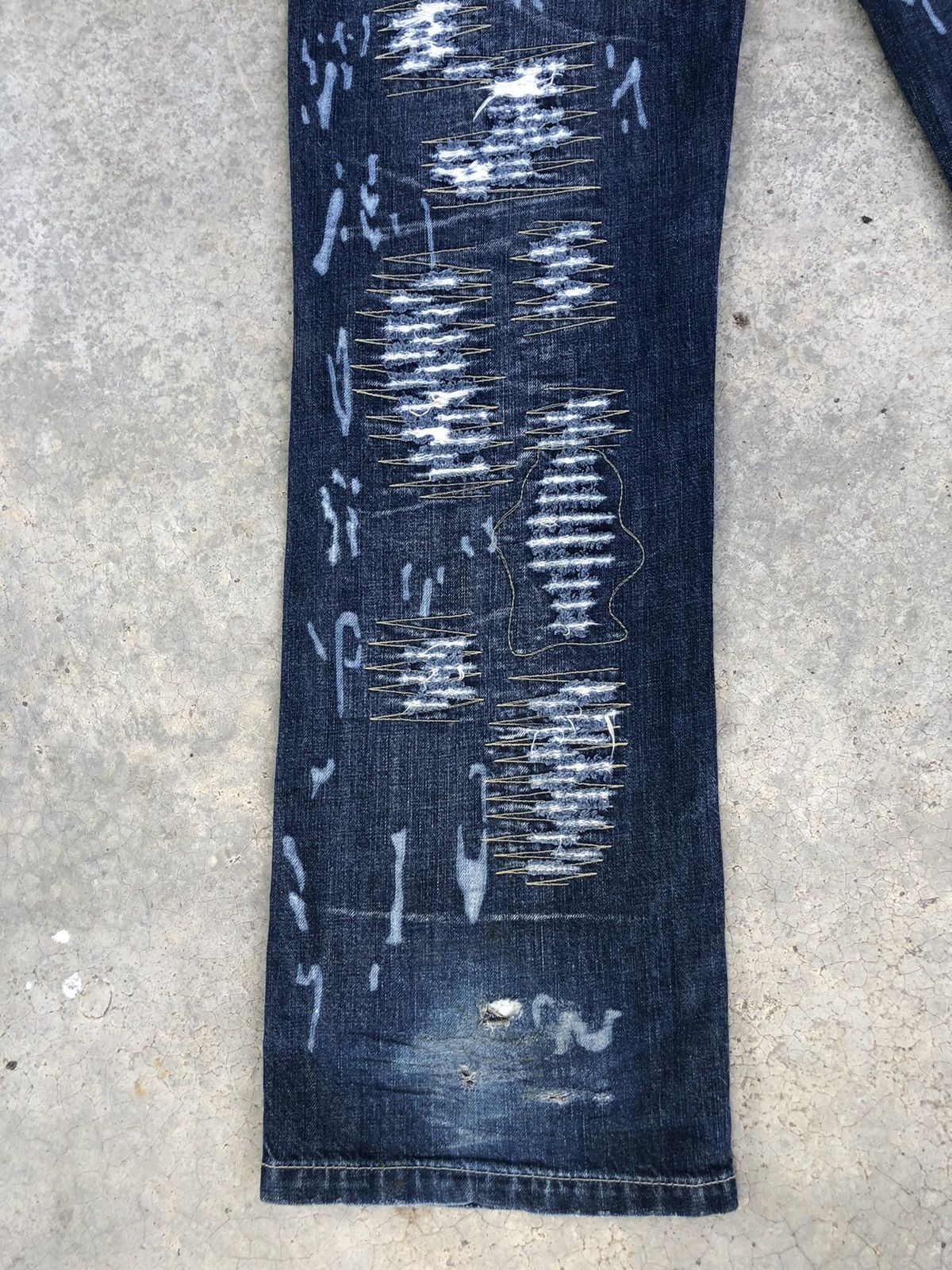 Ends Repair Japanese Bright Mini Flared Jeans Distressed Jeans Size US 33 - 11 Thumbnail