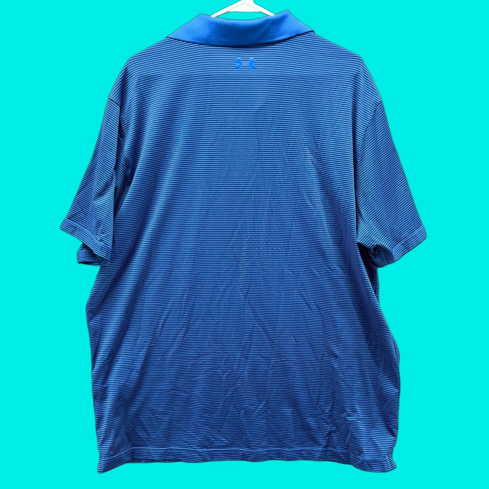 Under Armour Under Armour Polo Shirt Men 2XL Blue Stripes HeatGear Golf UA Polo Shirt Shorts Sleeve Casual Mens Size US XXL / EU 58 / 5 - 1 Thumbnail
