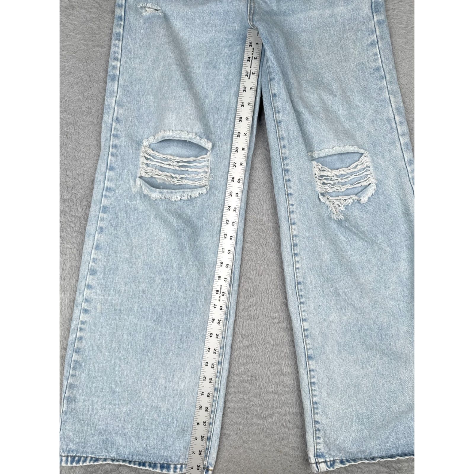 Shein Shein Jeans Women 4 Blue Denim Wide-Leg High Rise Distressed 26x31 90s Women Size 27" / US 4 / IT 40 - 7 Thumbnail