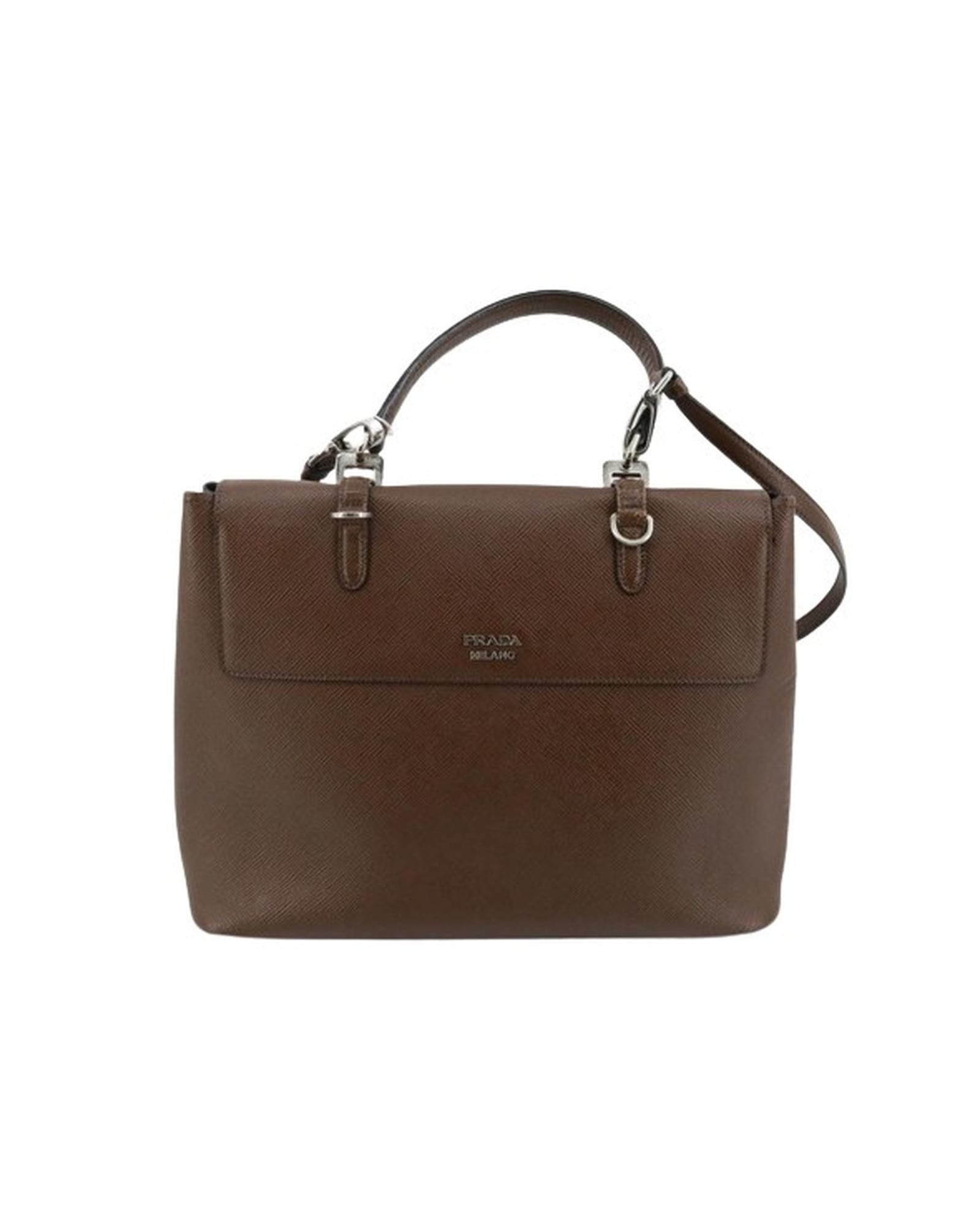 image of Prada Brunette Leather 2Way Shoulder Bag in Brown, Women's