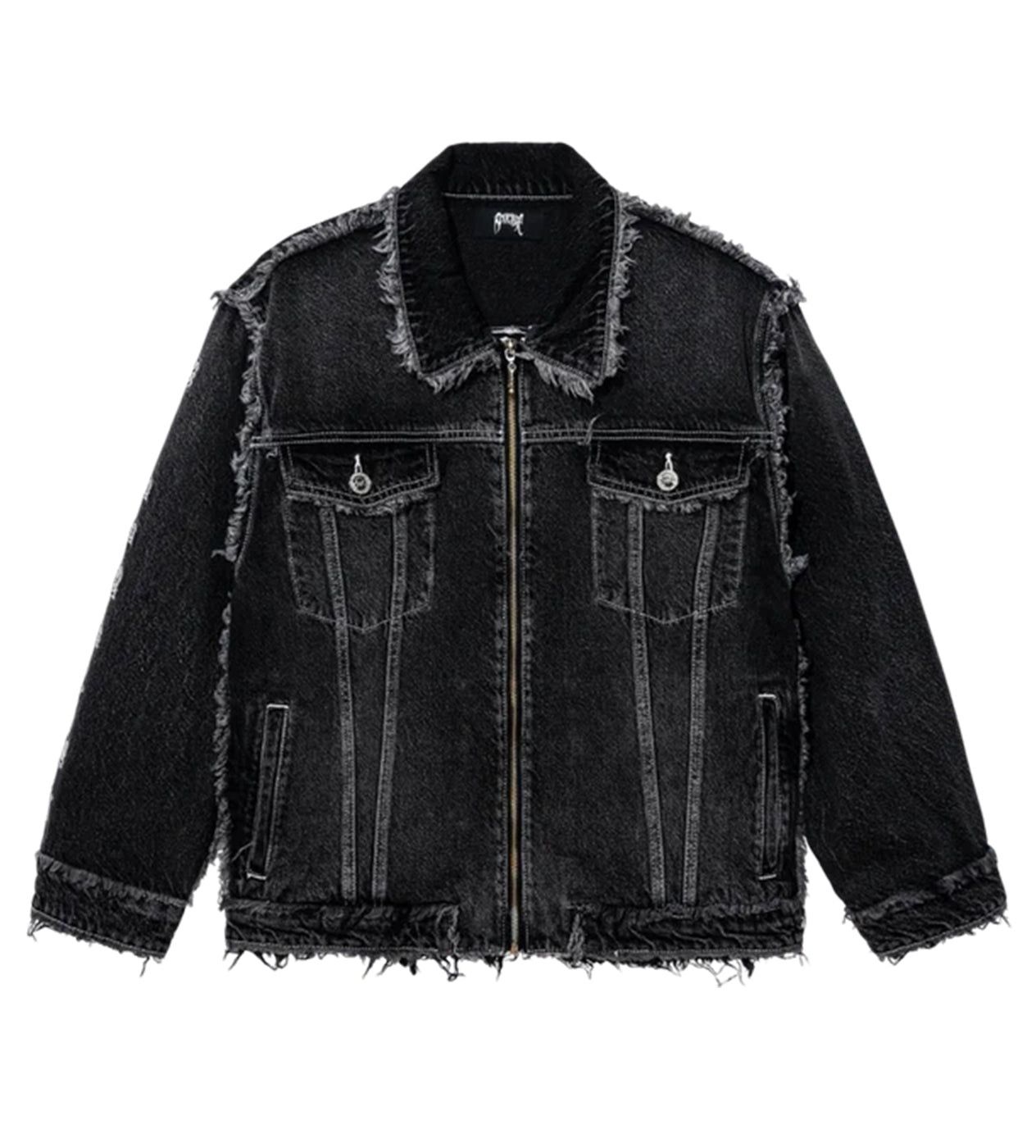 Revenge Frayed Skull Patch Denim Jacket Black Size US S / EU 44-46 / 1 - 1 Thumbnail