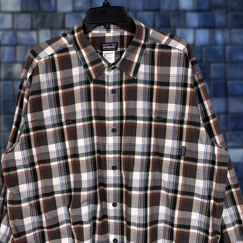 Patagonia Patagonia Shirt Mens XL Brown Plaid Organic Cotton Long Sleeve Button-Up Outdoors Gorp Size US XL / EU 56 / 4 - 1 Thumbnail
